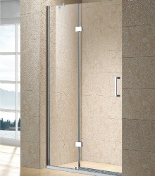 Shower screen with one fixed panel and one outward hinge door
