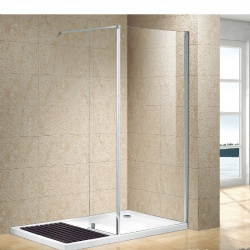 Walk-in shower enclosure with two fixed panels